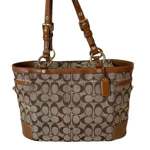 Coach Gallery Brown Monogram w/Leather Trim Tote